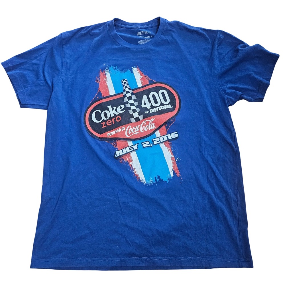 NASCAR Fanatics Coke Zero 400 Daytona 2016 Blue Graphic T-Shirt Mens XL